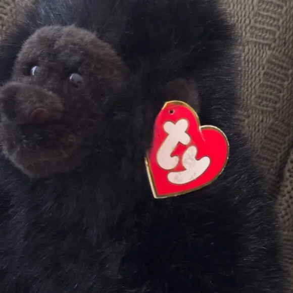 TY Beanie Baby “George” Gorilla 🦍 Medium/Large Black Plush w/ Heart Tag - Picture 2 of 3
